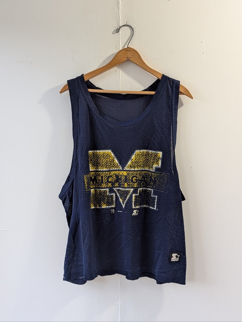 Vintage Starter Michigan Navy Yellow Mesh Tank Top Size XL